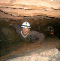 Climbing out of Swartkranz Cave